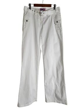 Edikted White Cargo Pants Straight Leg Slight Flare Utility Y2K Inspired Sz S